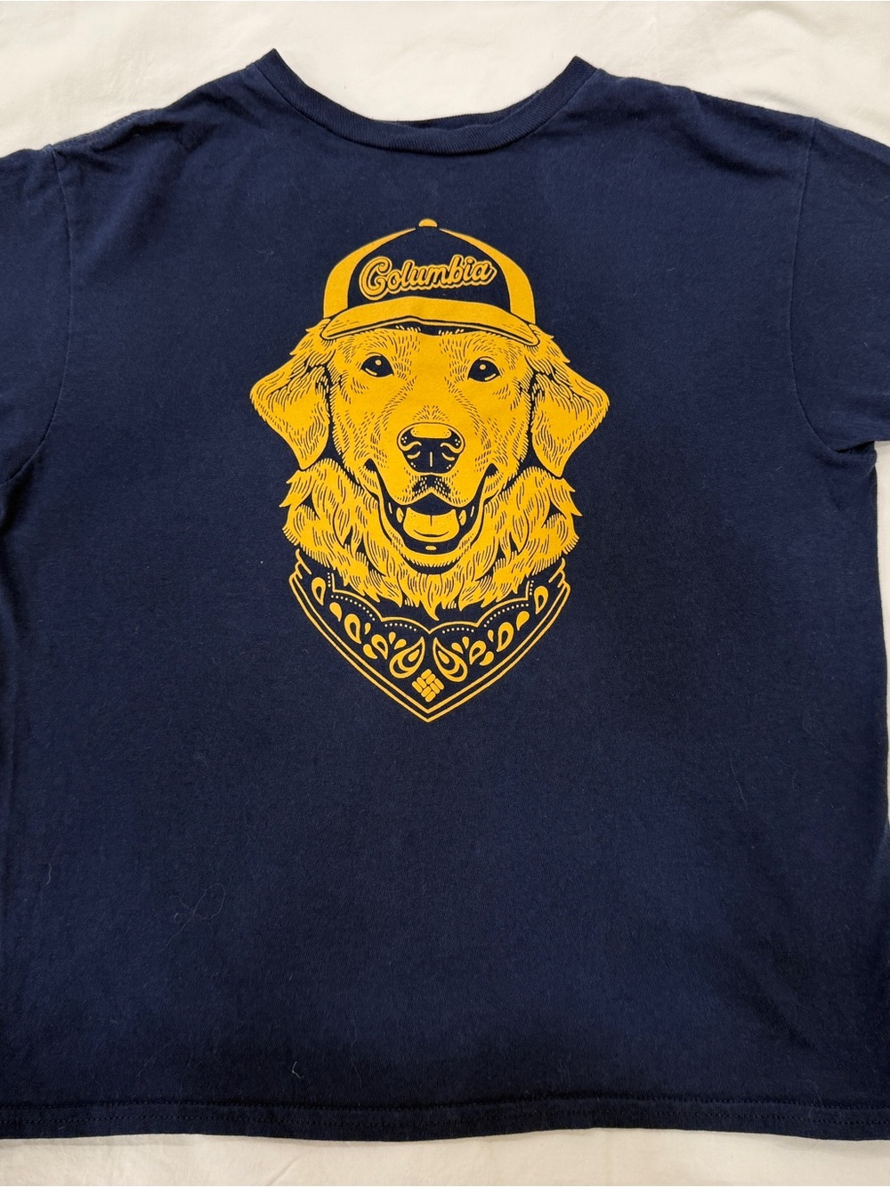 Columbia Navy and Yellow Golden Retriever Graphic Tee